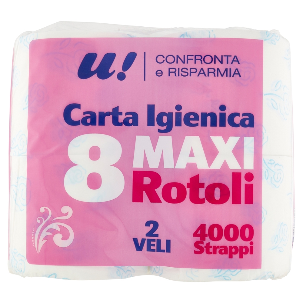 8 Maxi Rotoli Carta Igienica 2 Veli U! Confronta e Risparmia